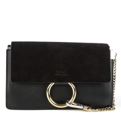 Chloe Suede Calfskin Small Faye Shoulder Bag Black 1 of 9