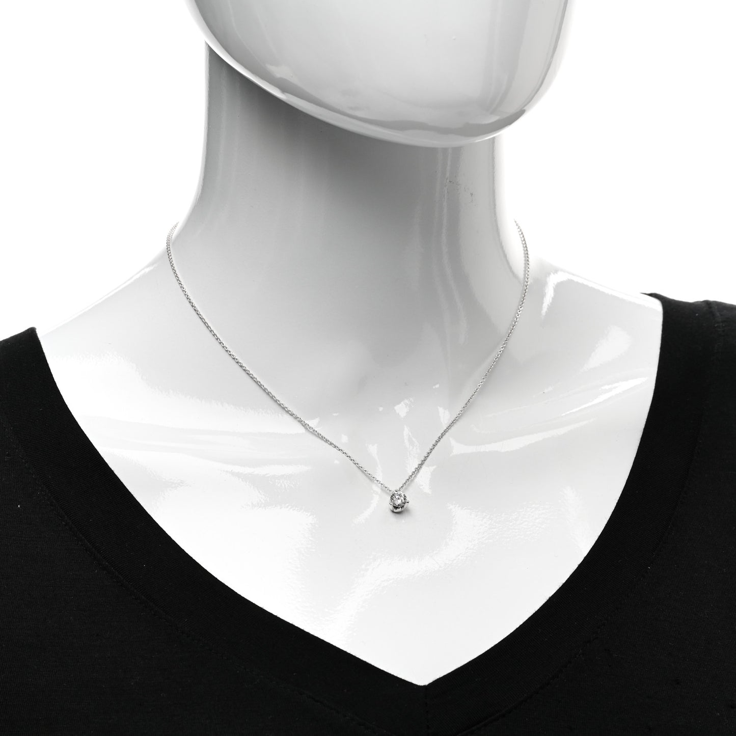 18K White Gold Diamond .50ct Cento Solitaire Pendant Necklace