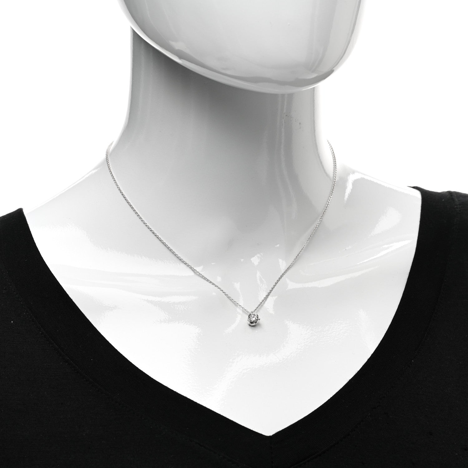 Roberto Coin 18K White Gold Diamond .50ct Cento Solitaire Pendant Necklace 2 of 4