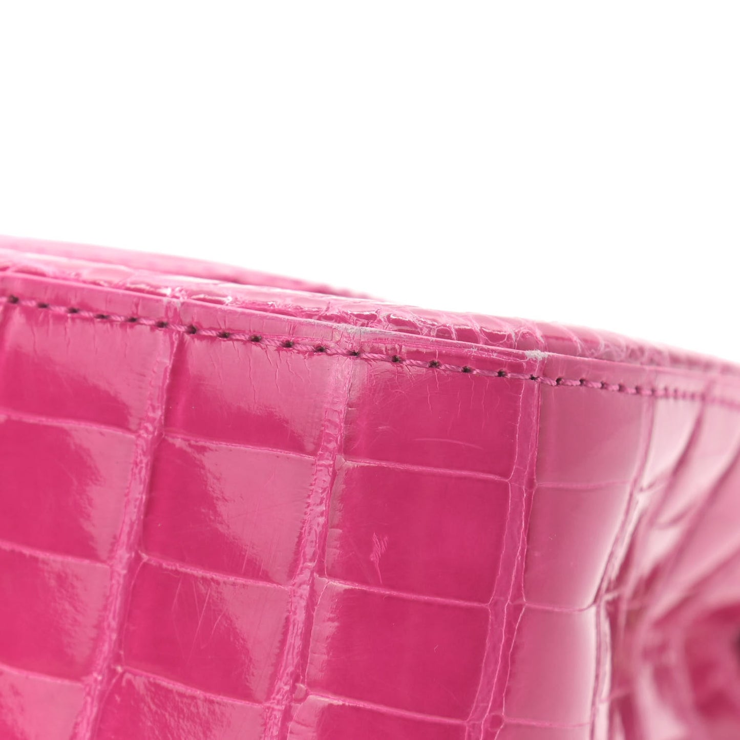Shiny Alligator Mini Flap Pink