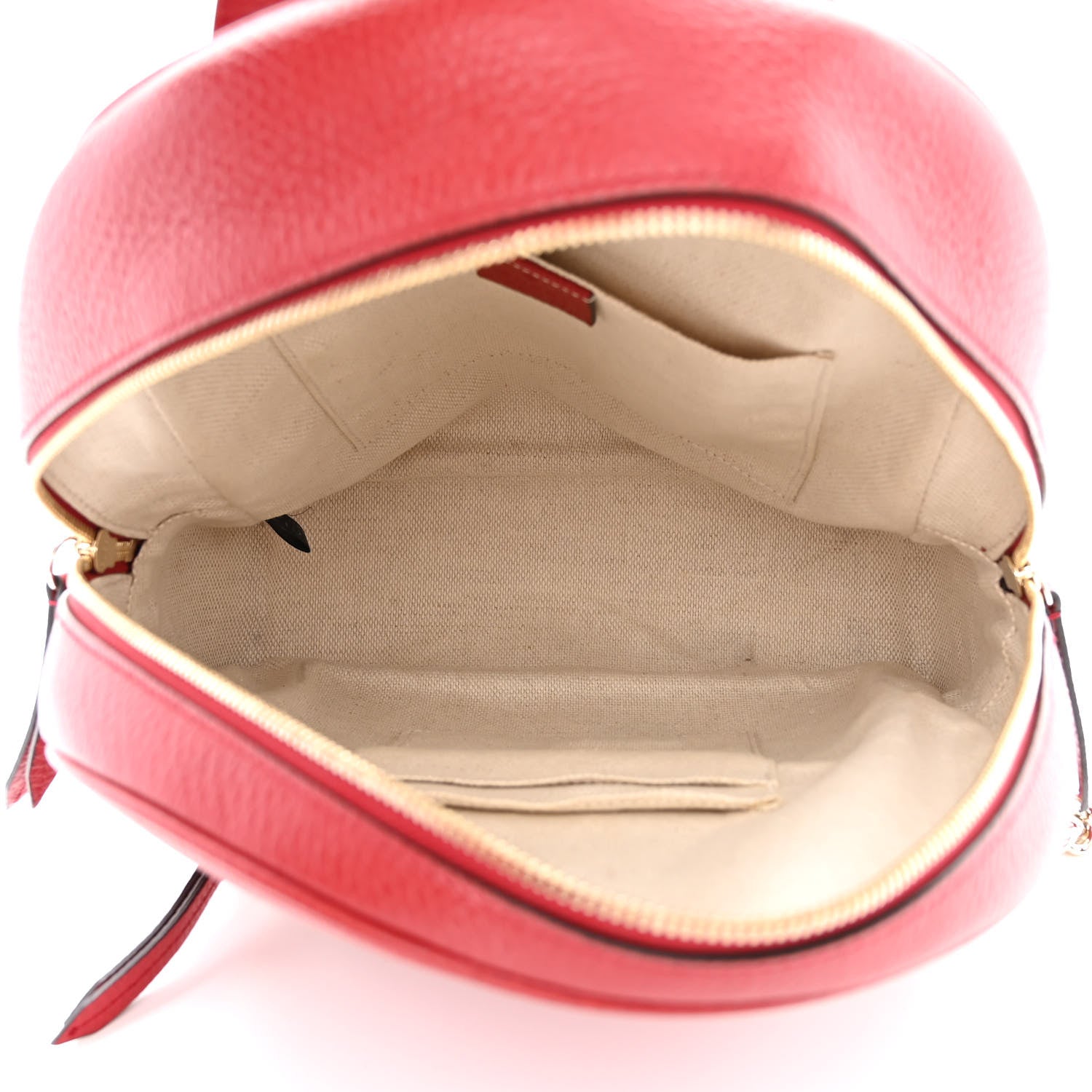 Gucci Pebbled Calfskin Soho Chain Backpack Hibiscus Red 5 of 12