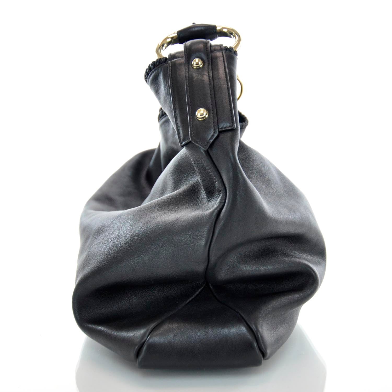 Gucci Leather Large Horsebit Chain Hobo Black 6 of 9