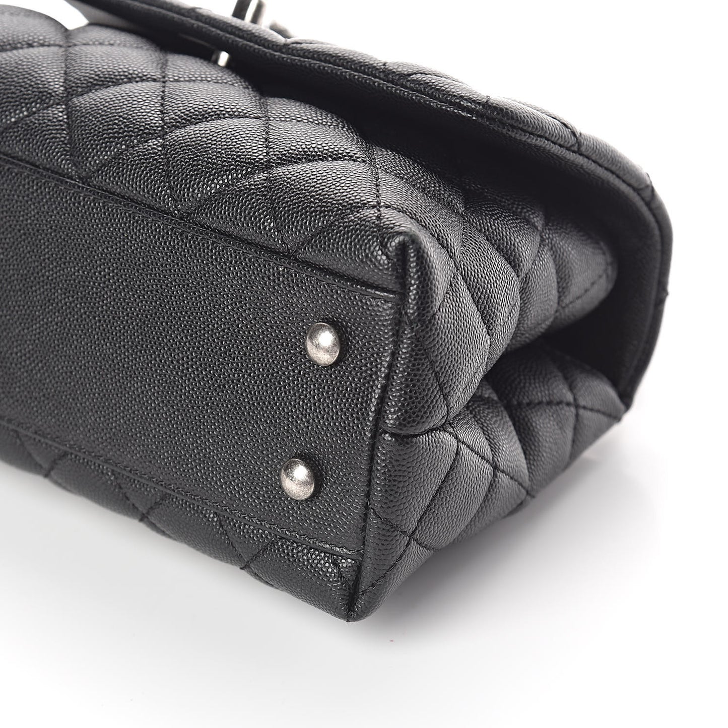 Caviar Quilted Mini Coco Handle Flap Black