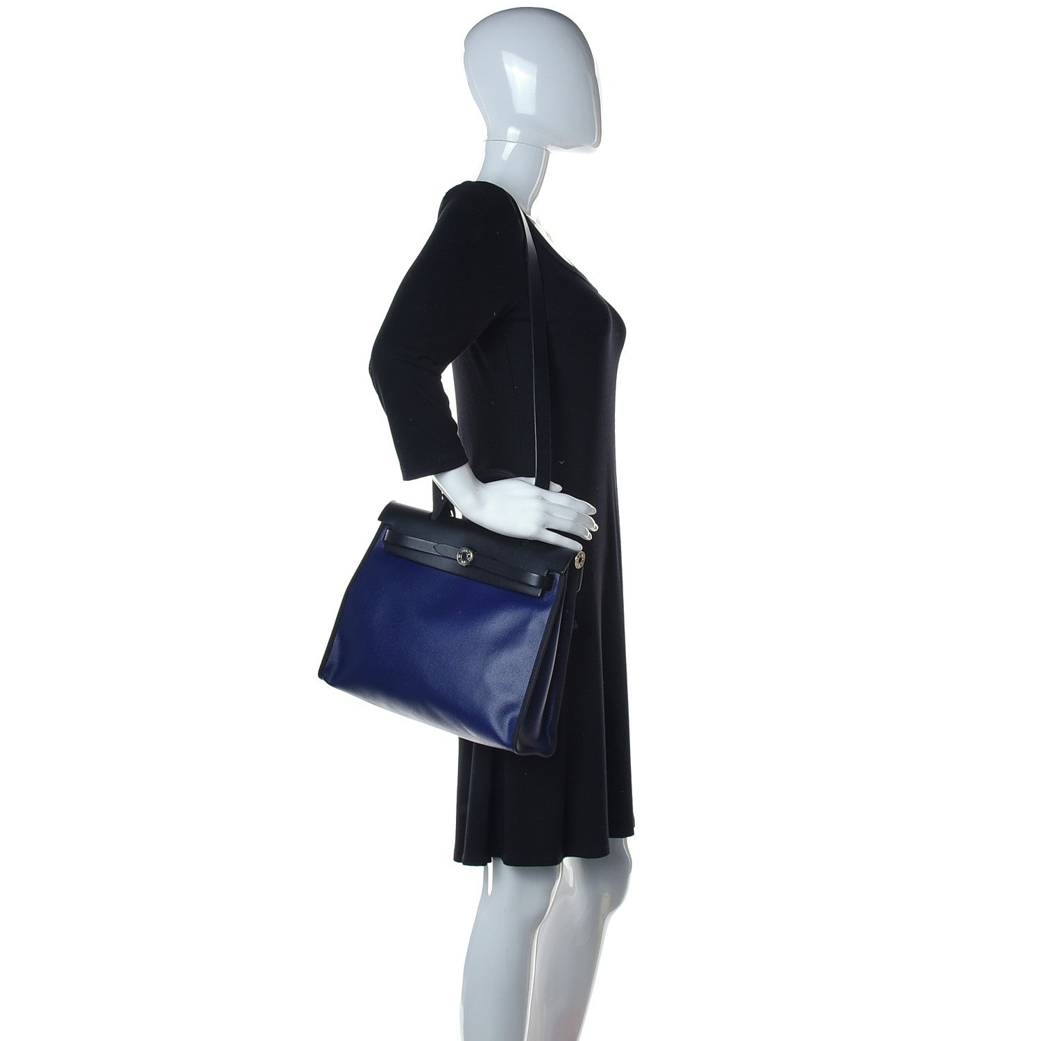 Hermes Toile H Berline Vache Hunter Herbag Zip PM 31 Bleu Encre Black 2 of 11