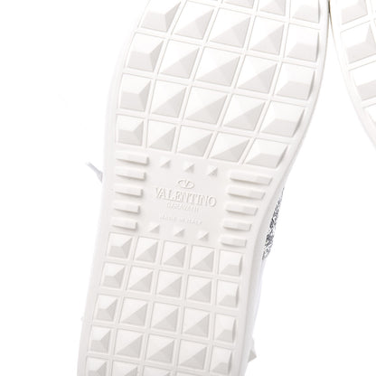 Valentino Garavani Calfskin Glitter Rockstud Open Sneakers 37.5 White Silver 6 of 9