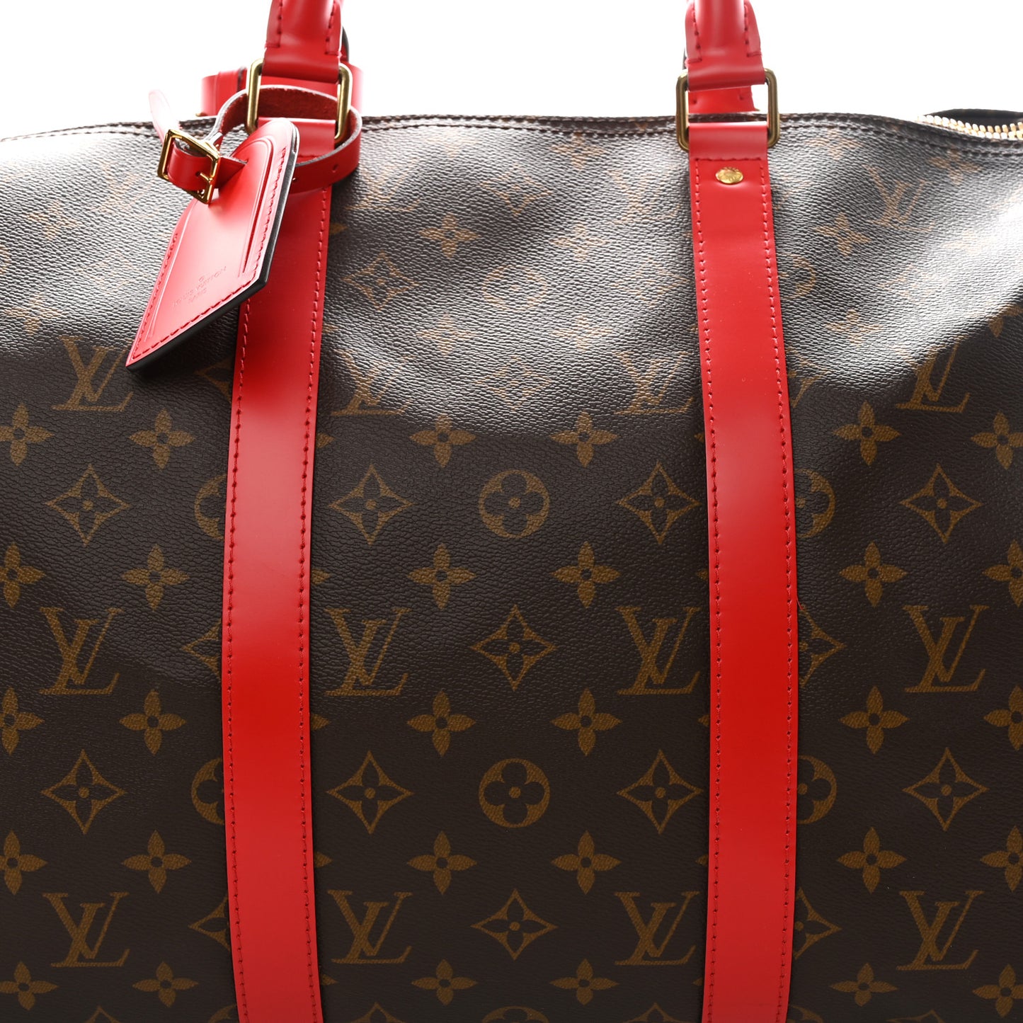 Calfskin Monogram Keepall Bandouliere 50 Coquelicot