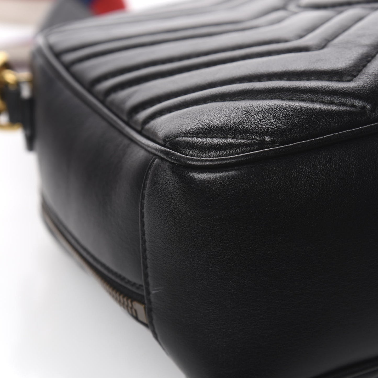 Calfskin Matelasse Sylvie Web Small GG Marmont Top Handle Shoulder Bag Black