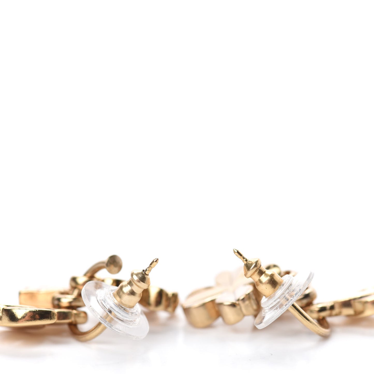 CC Hoop Drop Charm Earrings Gold