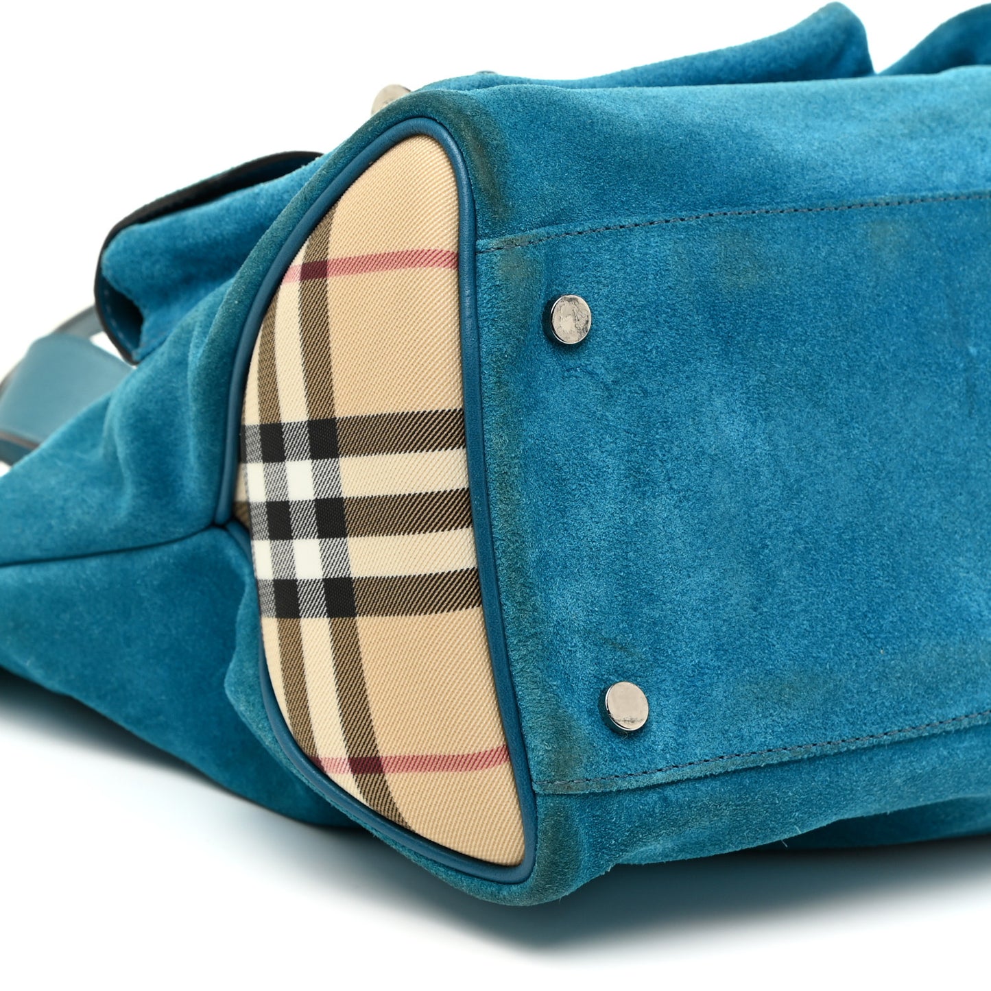 Suede Classic Check Shoulder Bag Blue