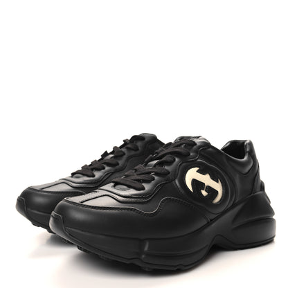 Gucci Dali Soft Calfskin Cut Out Interlocking G Womens Rhyton Sneakers 36.5 Black Ivoire 3 of 9