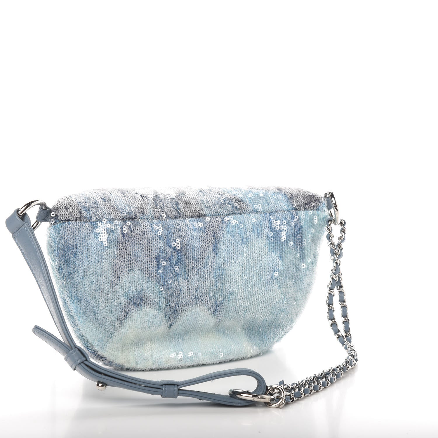 Chanel Sequin Tri-color Waterfall Waist Bag Fanny Pack Silver Blue 3 of 9