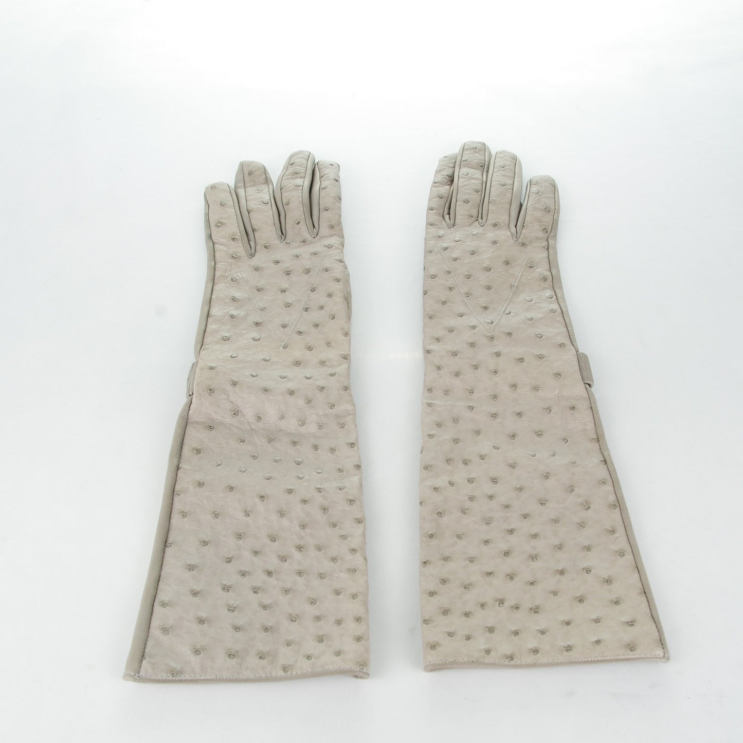 Ostrich Lambskin Gloves L Gris