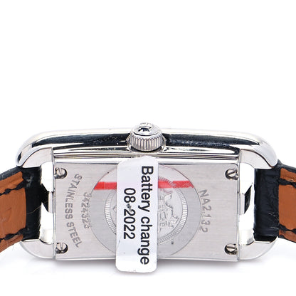 Hermes Stainless Steel Alligator Diamond 17mm Nantucket Quartz Watch Noir 4 of 7