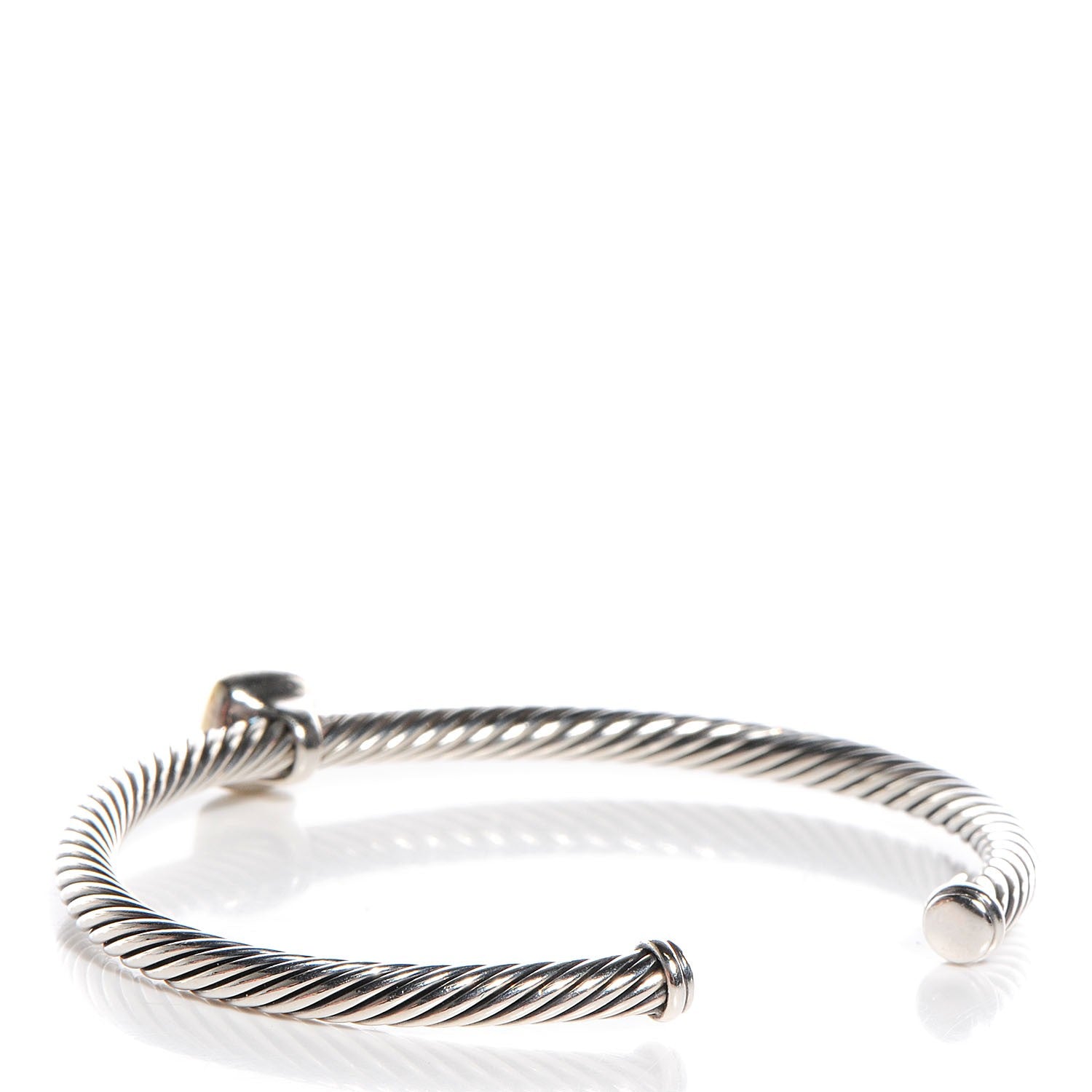 David Yurman Sterling Silver 18K Yellow Gold Blue Topaz 4mm Albion Cable Bracelet 3 of 5