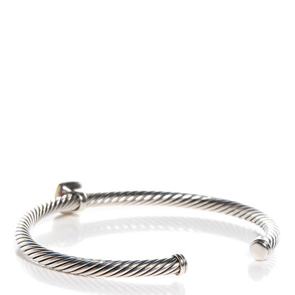 David Yurman Sterling Silver 18K Yellow Gold Blue Topaz 4mm Albion Cable Bracelet 3 of 5