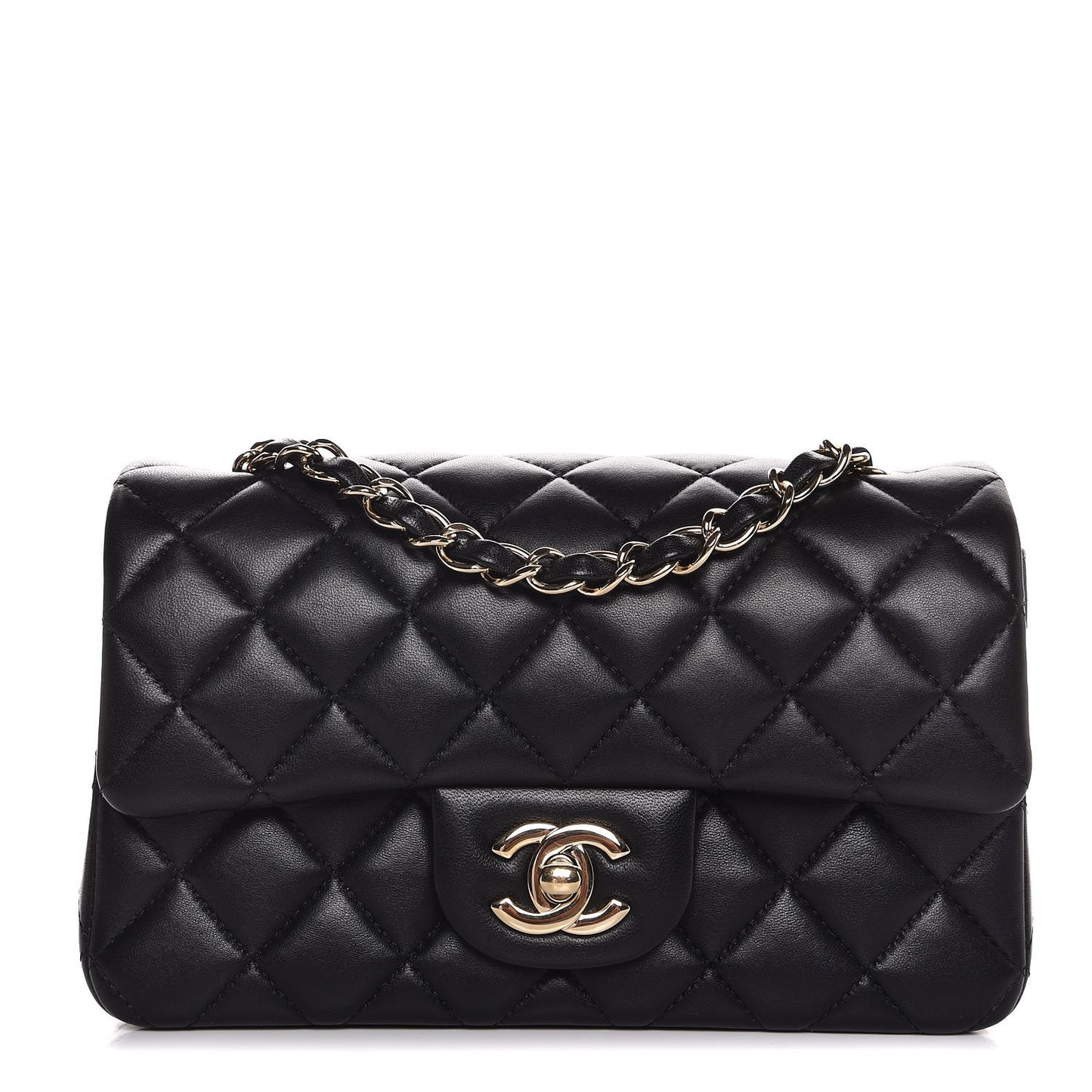 Lambskin Quilted Mini Rectangular Flap Black
