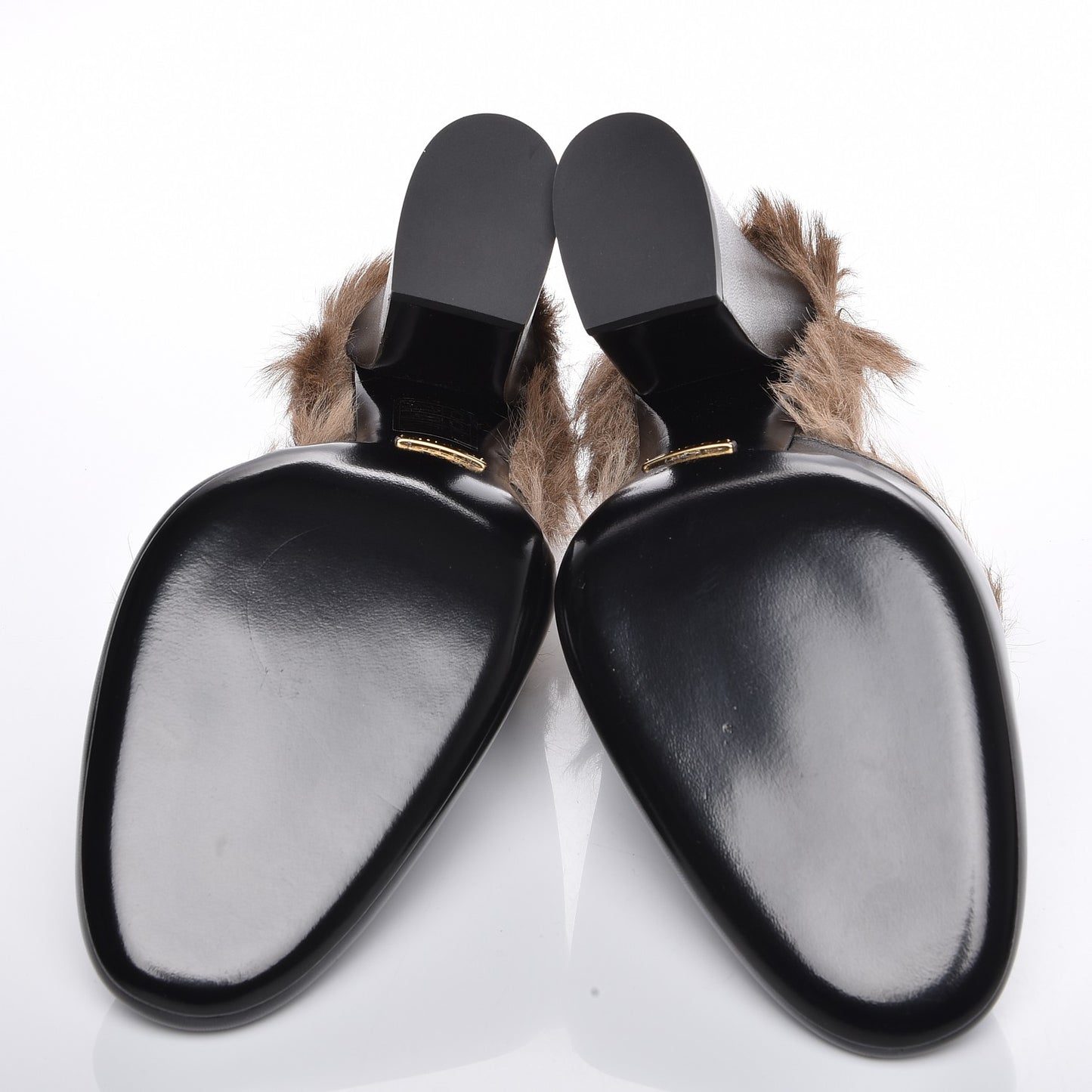 Malaga Kid Fur Princetown High Heel Mules 37.5 Black Naturale