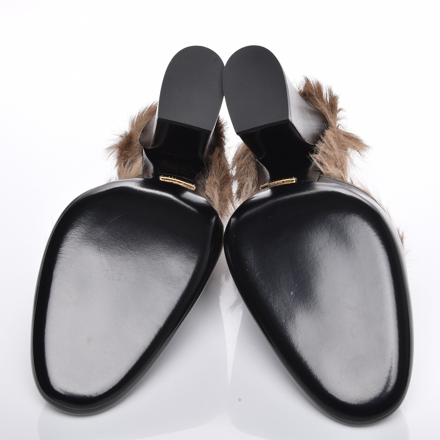 Gucci Malaga Kid Fur Princetown High Heel Mules 37.5 Black Naturale 5 of 16