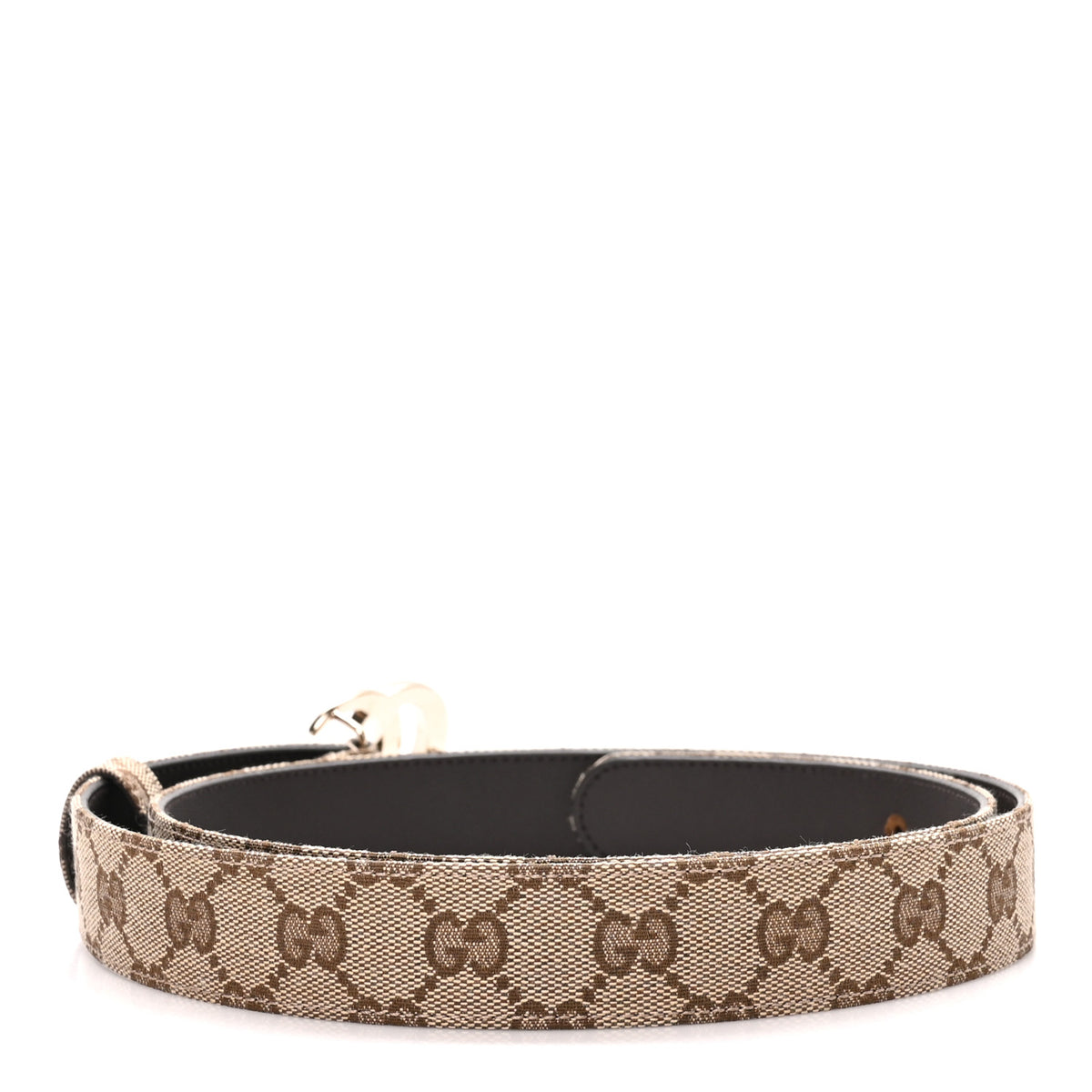 GG Supreme Monogram Flat Double G 30mm Belt 100 40 Beige Ebony New Acero