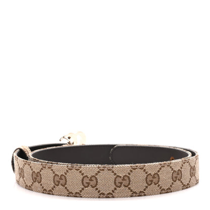 Gucci GG Supreme Monogram Flat Double G 30mm Belt 100 40 Beige Ebony New Acero 2 of 4