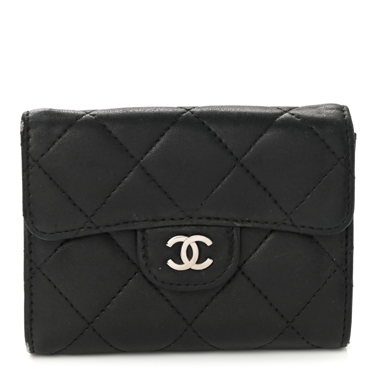 Chanel Lambskin Quilted Flap Card Holder Wallet Black 1 of 10