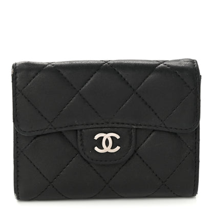 Chanel Lambskin Quilted Flap Card Holder Wallet Black 1 of 10