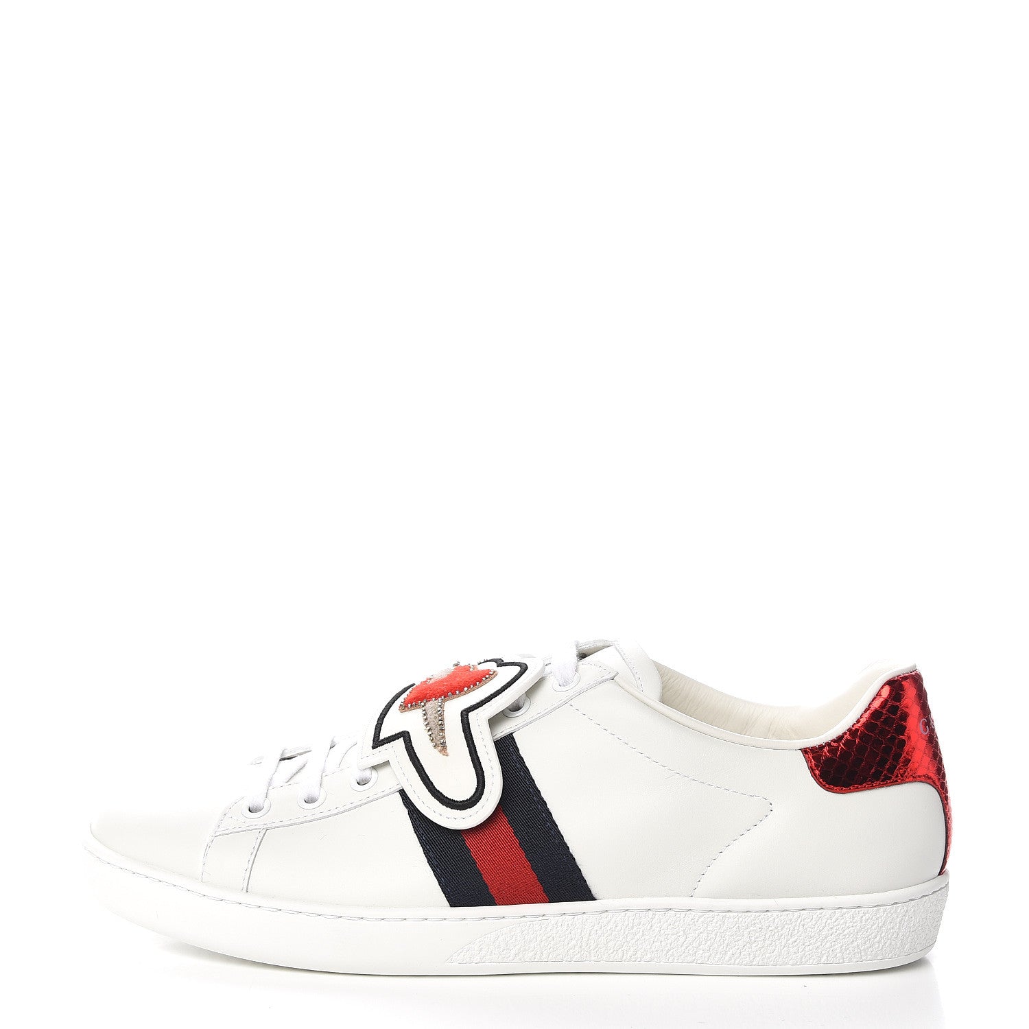 Gucci Calfskin Ayers Web Dagger Embroidered Womens Ace Sneakers 40 White 1 of 11