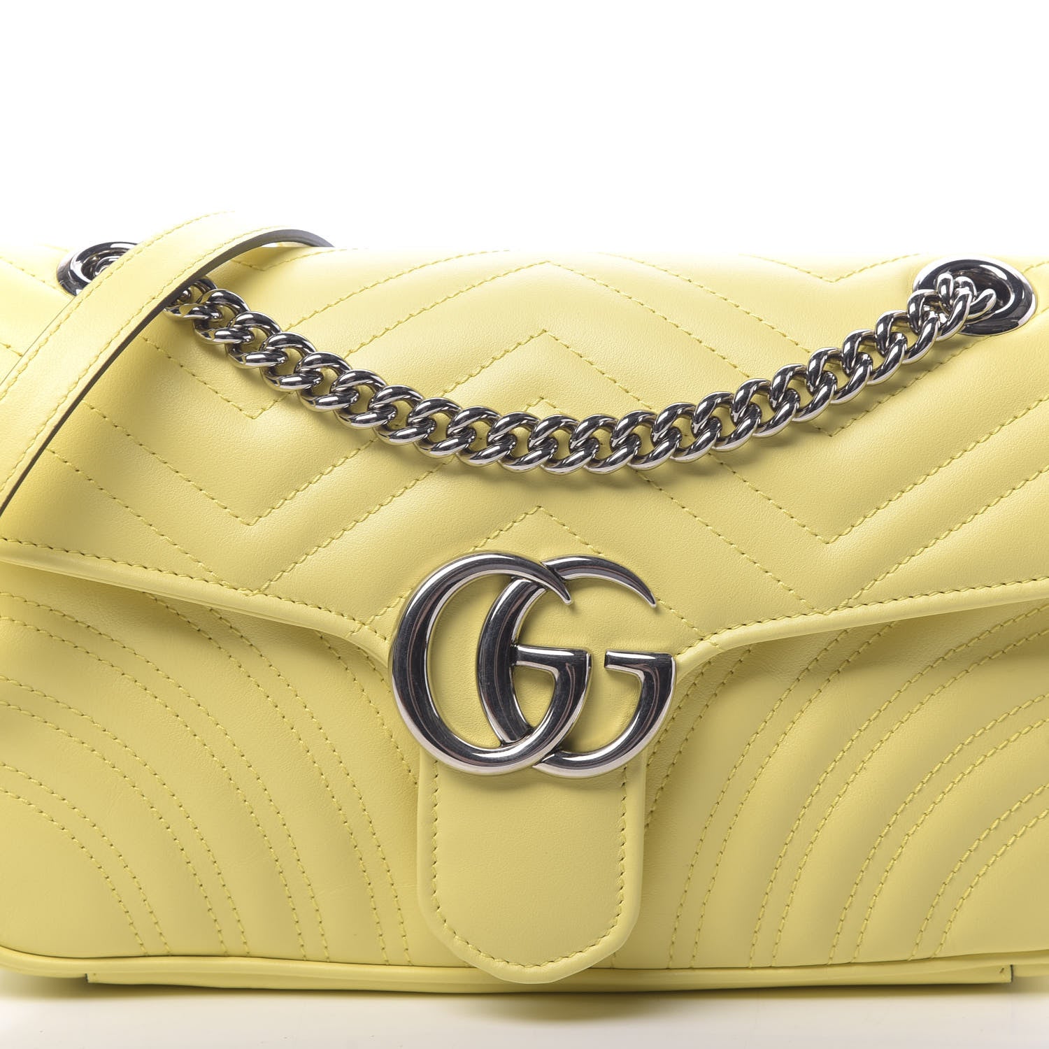 Gucci Calfskin Matelasse Small GG Marmont Shoulder Bag Banana 10 of 10