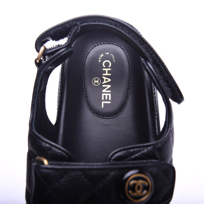 Chanel Grained Calfskin Velcro Dad Sandals 39.5 Black 8 of 11