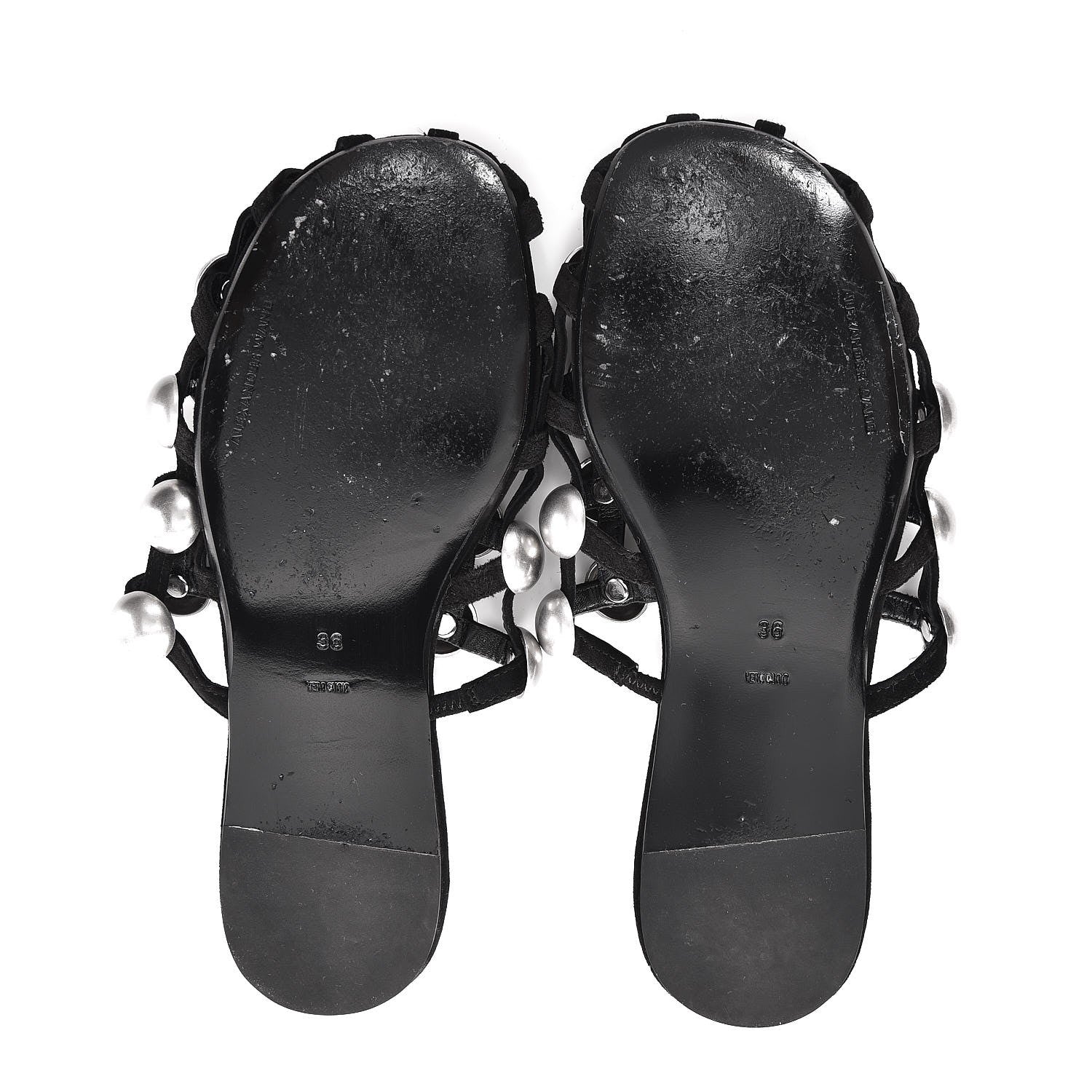 Alexander Wang Suede Studded Amelia Slide Sandals 36 Black 7 of 9
