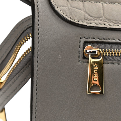 Celine Crocodile Embossed Nubuck Medium Trapeze Grey 11 of 13