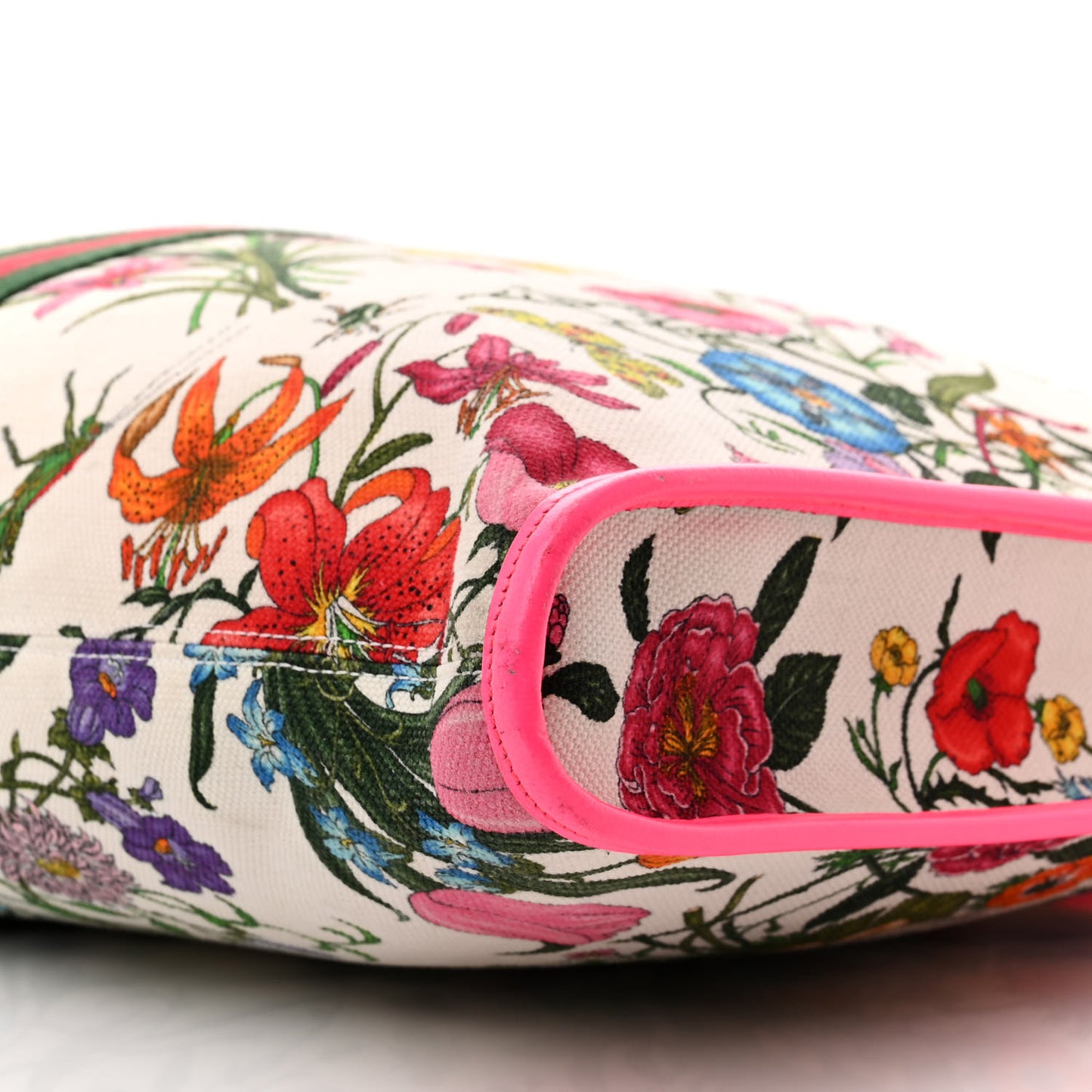 Canvas Flora Large Rajah Chain Tote White Multicolor Fuxia Fluo