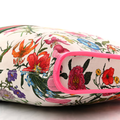 Gucci Canvas Flora Large Rajah Chain Tote White Multicolor Fuxia Fluo 12 of 16