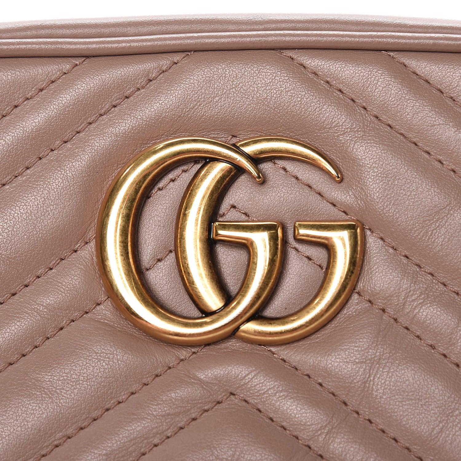 Gucci Calfskin Matelasse Small GG Marmont Chain Shoulder Bag Taupe 11 of 12