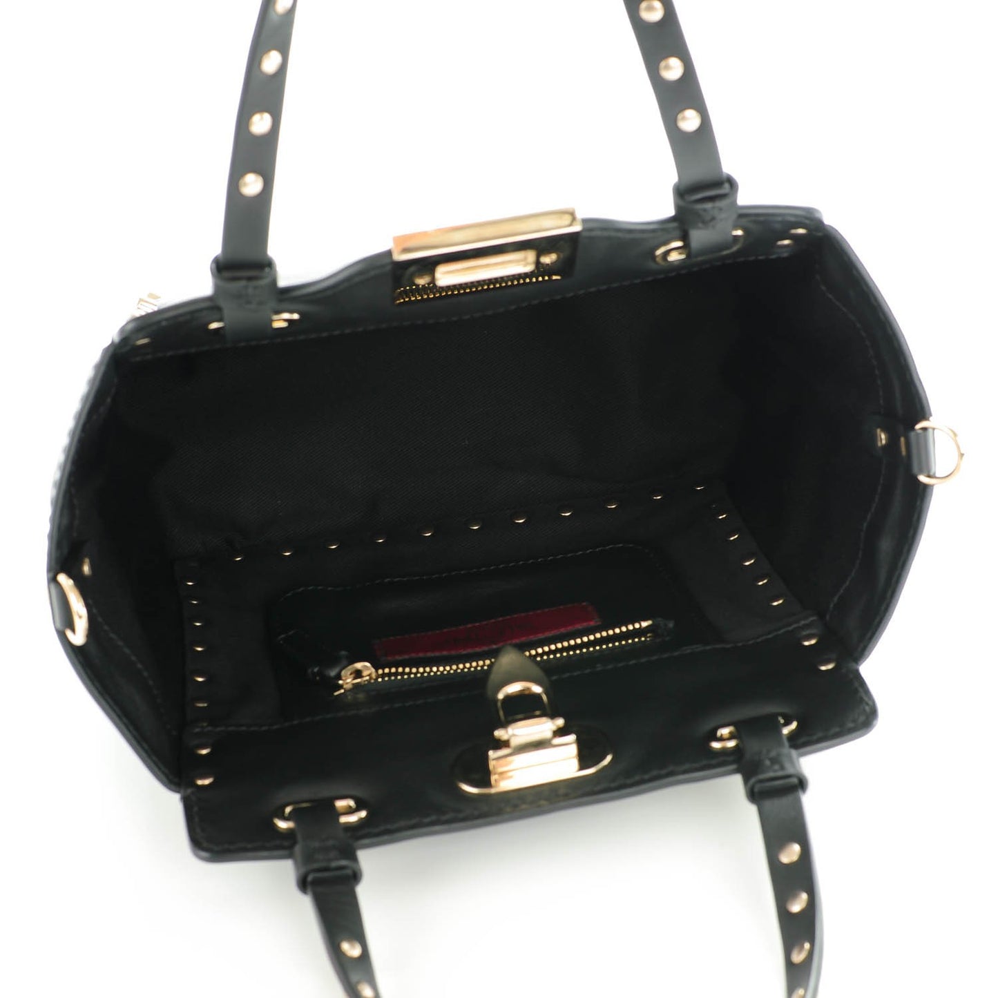 Vitello Mini Rockstud Tote Black