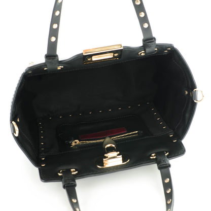 Valentino Garavani Vitello Mini Rockstud Tote Black 5 of 7
