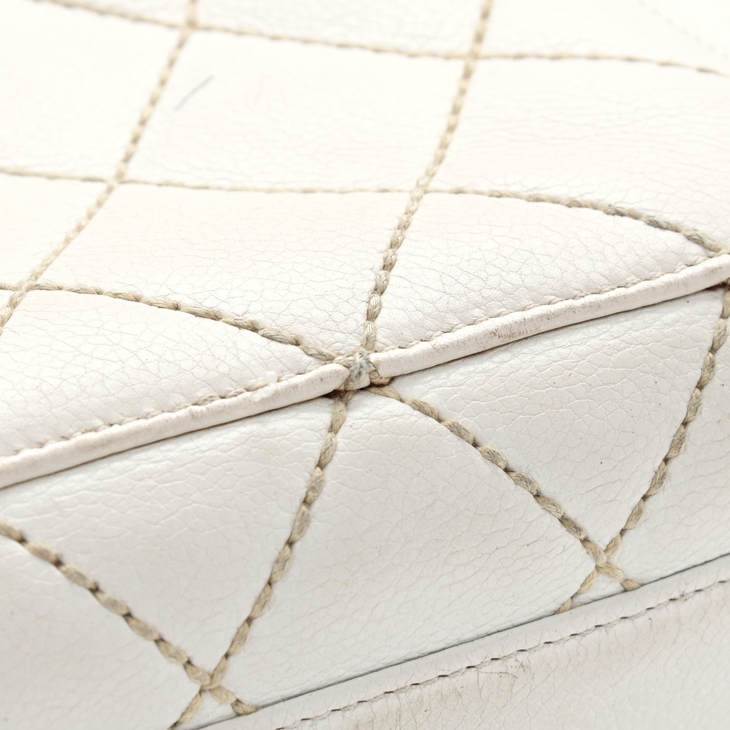 Chanel Calfskin Wild Stitch Top Handle Bag White 26 of 27