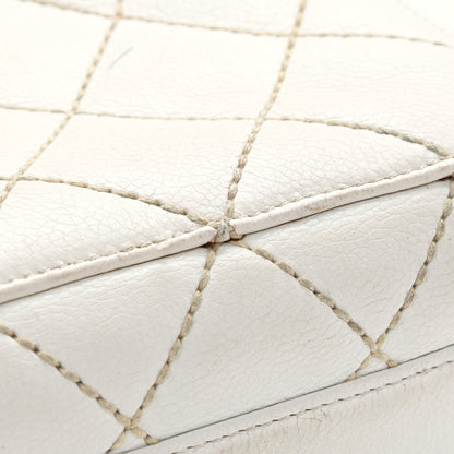 Chanel Calfskin Wild Stitch Top Handle Bag White 26 of 27