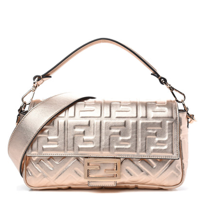 Fendi Vitello Laminato FF 1974 Embossed Baguette Rame 1 of 9