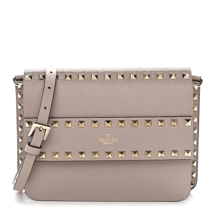 Valentino Garavani Pebbled Calfskin Rockstud Side Slip Crossbody Poudre 1 of 9