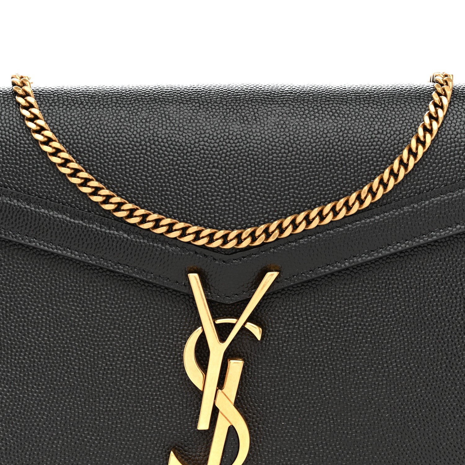 Saint Laurent Grain De Poudre Monogram Cassandra Chain Wallet Black 7 of 11