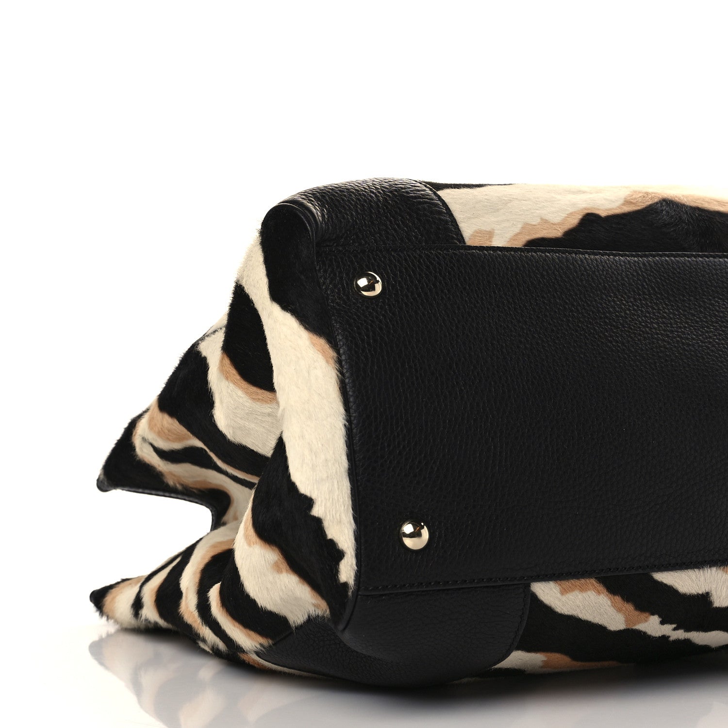 Gucci Calf Hair Zebra Print Large Bamboo Shopper Tote Black White 8 of 9