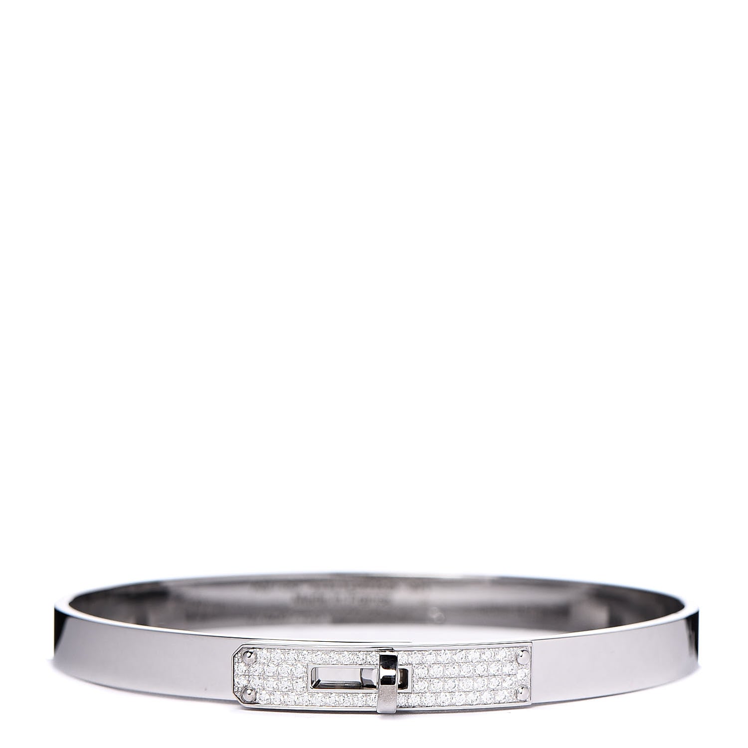 Hermes 18K White Gold Diamond PM Kelly Pave Bracelet SH 1 of 5