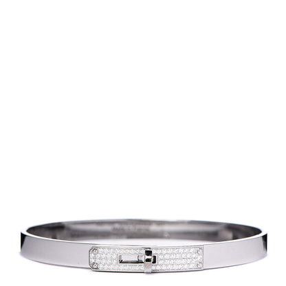 Hermes 18K White Gold Diamond PM Kelly Pave Bracelet SH 1 of 5