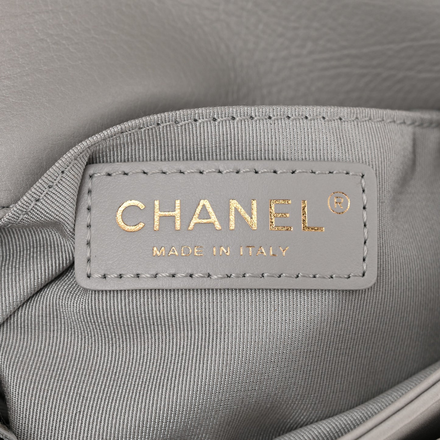 Calfskin Quilted Top Handle Flap Light Grey