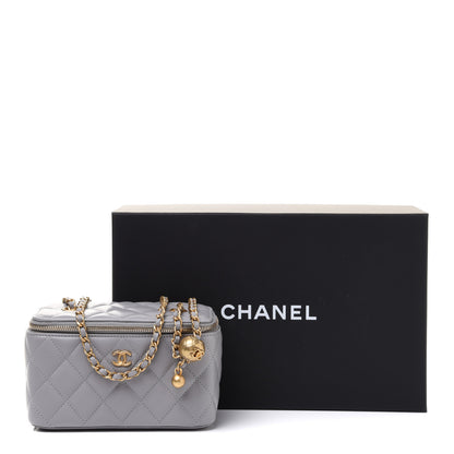 Chanel Lambskin Quilted Small Pearl Crush Vanity Case With Chain Grey 12 of 12