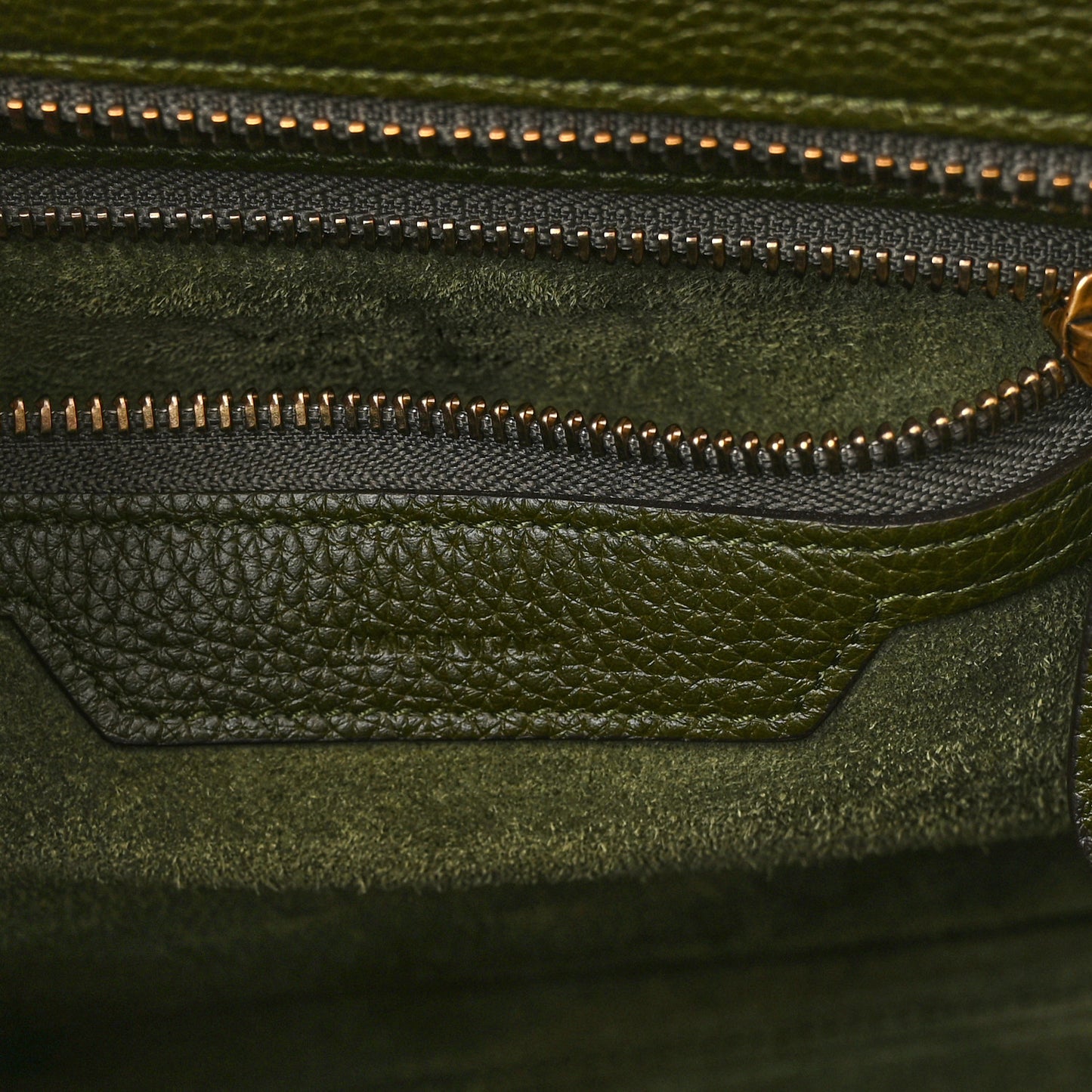 Drummed Calfskin Micro Luggage Khaki