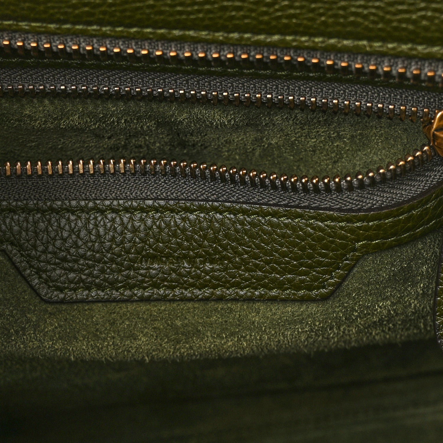 Celine Drummed Calfskin Micro Luggage Khaki 6 of 9