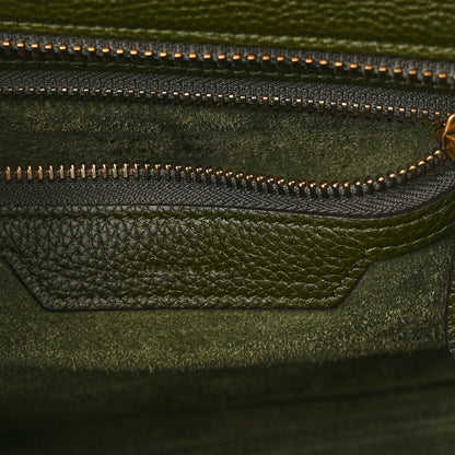 Celine Drummed Calfskin Micro Luggage Khaki 6 of 9