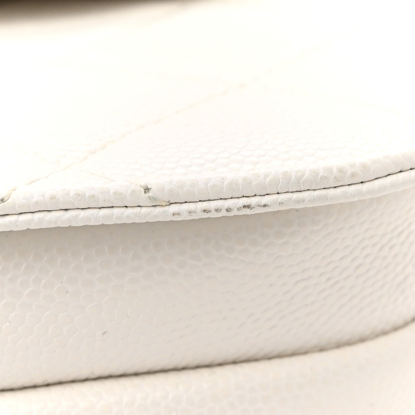 Caviar Quilted Small Top Handle Flap White
